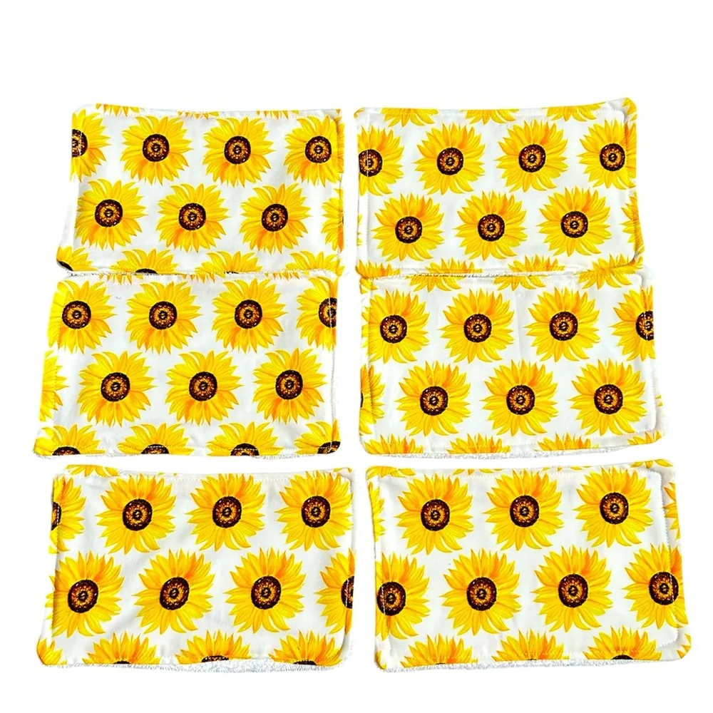 Hand Crafted Six Eco Friendly 100% Cotton Terry Cloth Reusable Unpaper Towels